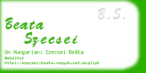 beata szecsei business card
